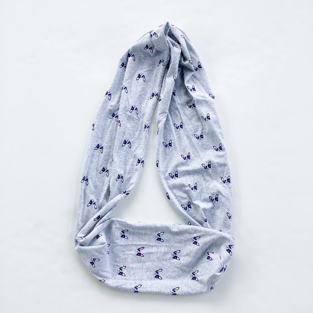 Gymboree Light Gray Infinity Scarf with Navy and Pink Dog Print